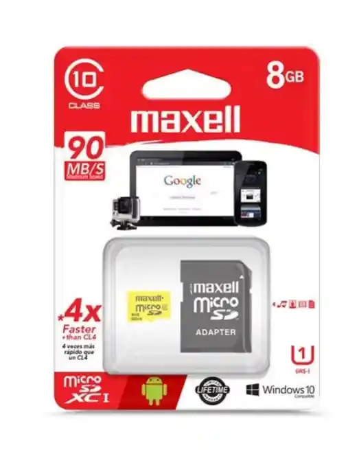 Memoria Microsd 8gb Maxell Clase 10 Transflash