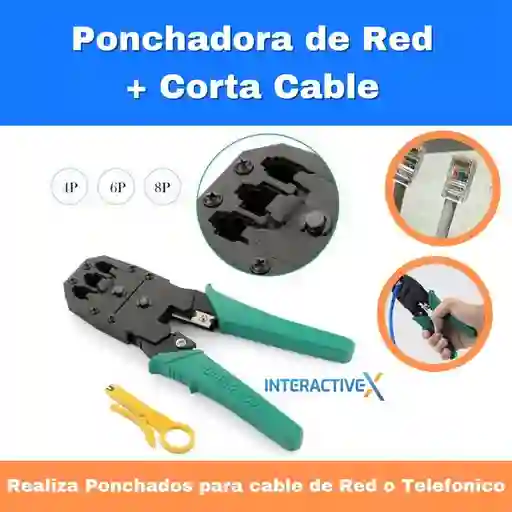 Ponchadora De Red + Pela Cable Rj45 Rj11 Rj9 Ponchadora Cable Utp