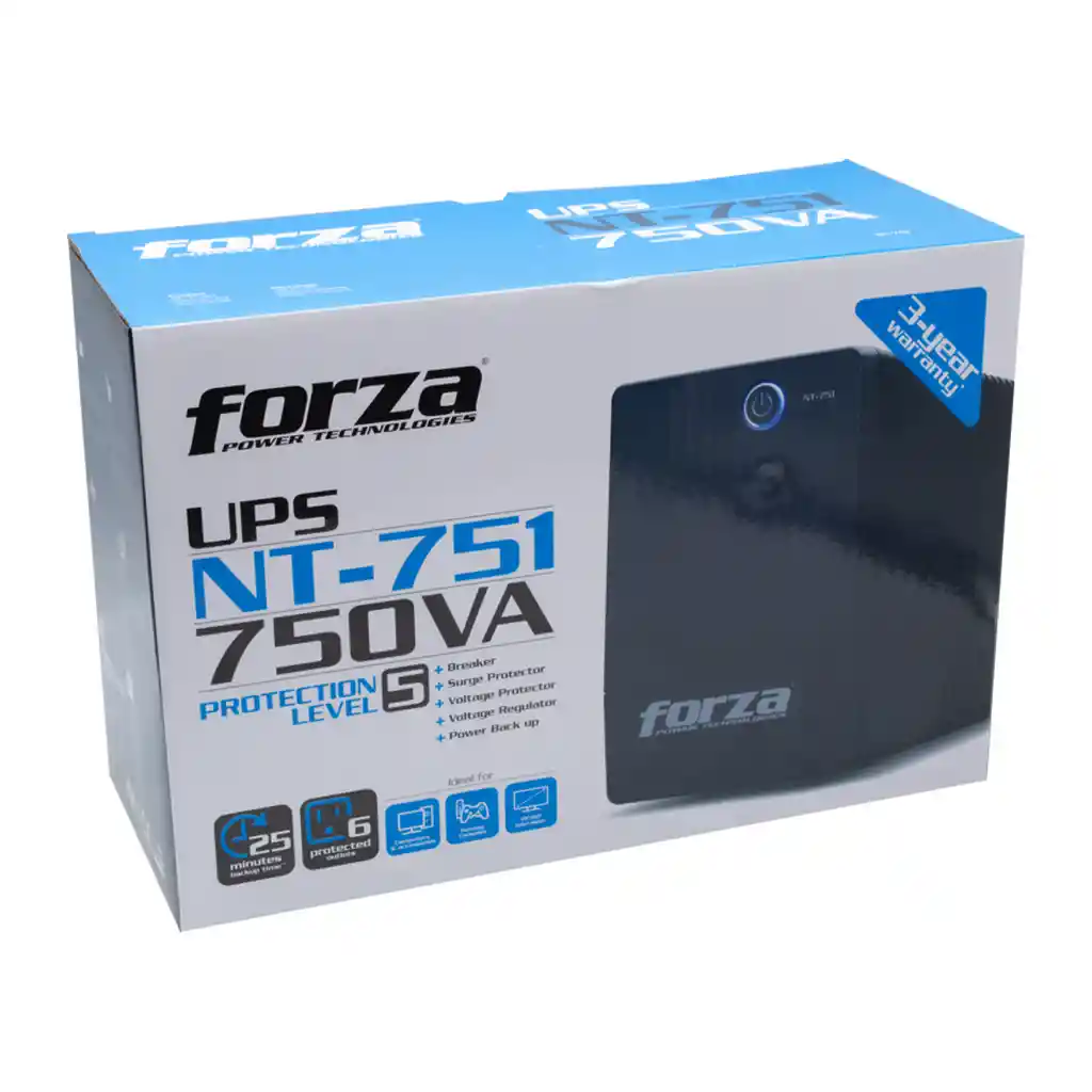 Ups Interactiva Forza Nt-751, 750va/375w, 6 Tomas, 1pc±25min