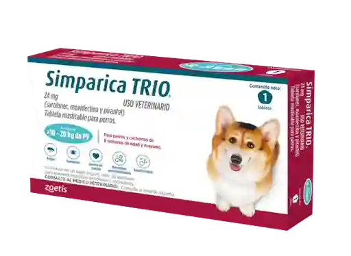 Simparica Trio Caja X 1 Tableta (10 A 20 Kg)