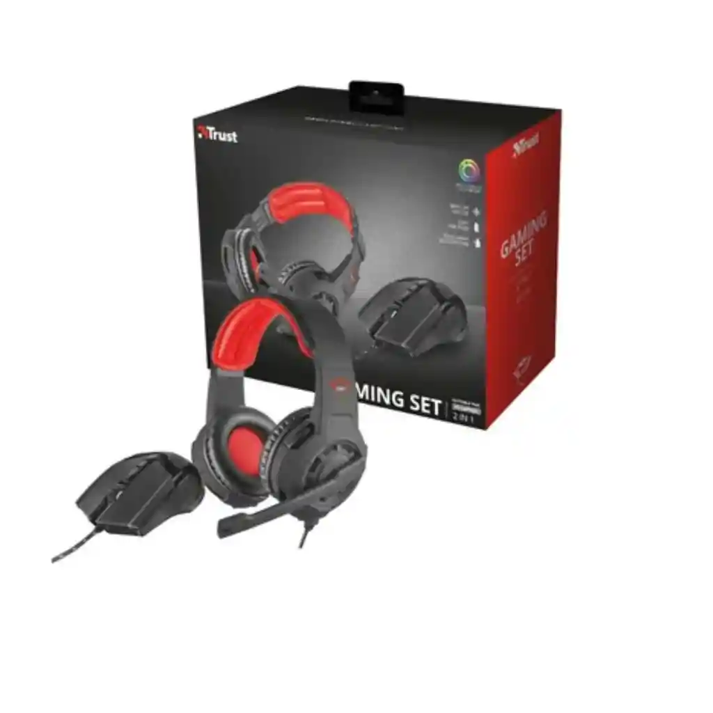 Trust Combo Mouse + Audifonosgaming Set 2 En 1 Rojo Gxt 784