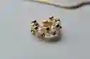 Earcuff Mixto Mediano Perlas Blancas Y Metalizadas Cielo