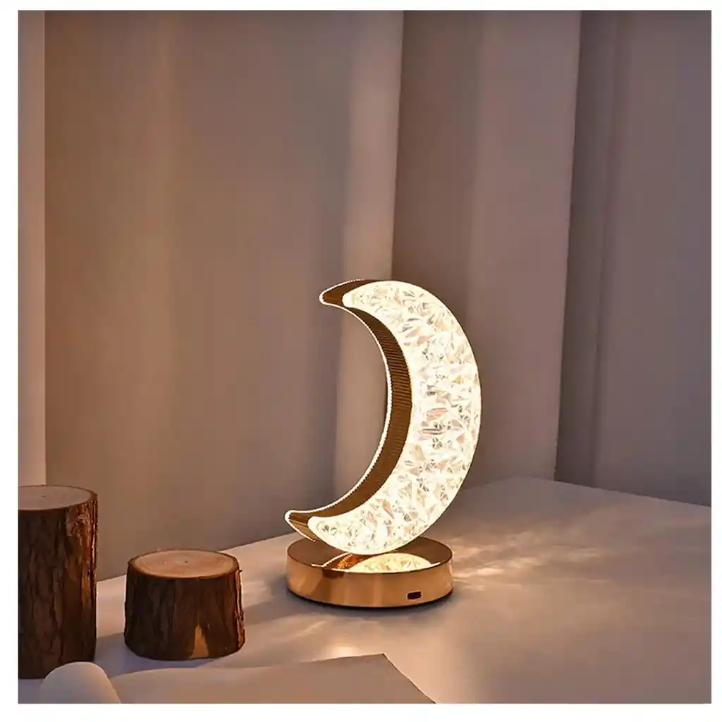 Lampara Decorativa D Cristal Recargable Touch Luna