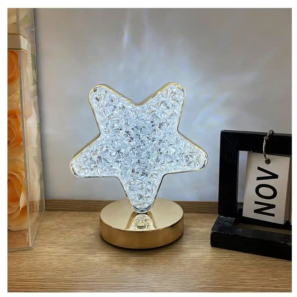 Lampara Decorativa D Cristal Recargable Touch Estrella