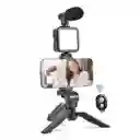 Kit De Video Grabación Portatil Con Microfono/kit De Vlogging /tripode Celular/ Soporte Celular / Monopod