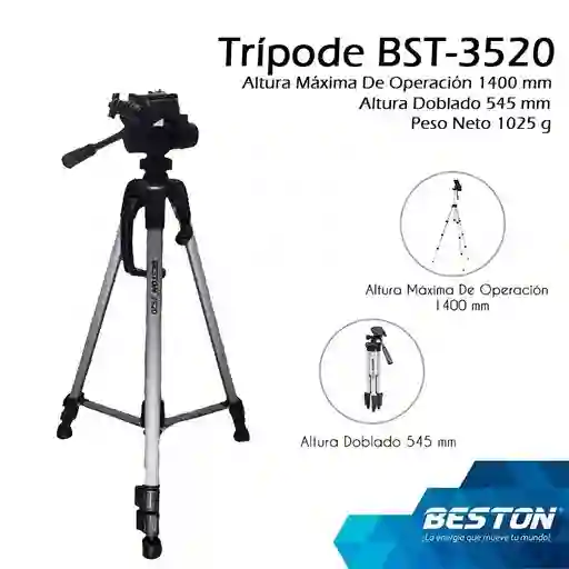 Tripode Beston Semi Profesional 1.44m + Soporte Celular + Estuche / Trípode Para Cámara Y Celular