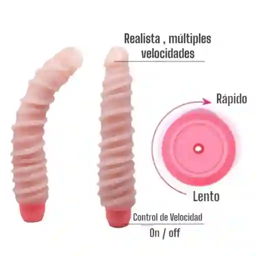 Vibrador Realista Con Textura Multivelocidad Flexible Juguete Sexual Puntos