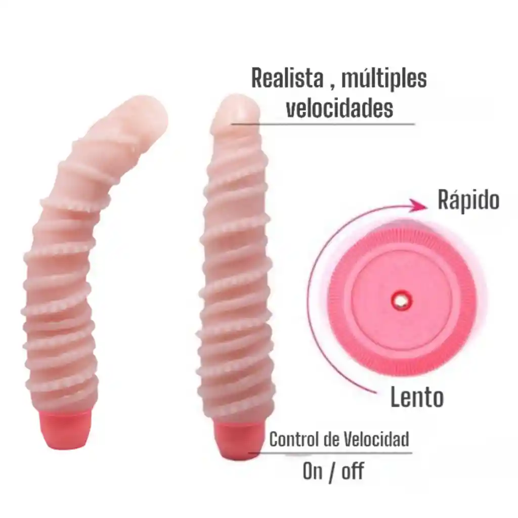 Vibrador Realista Con Textura Multivelocidad Flexible Juguete Sexual Puntos