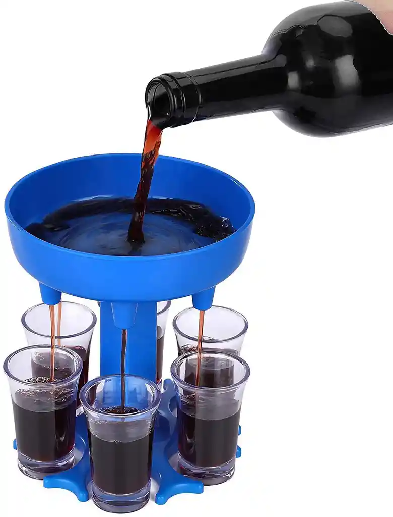 Dispensador Bebidas Shots Soporte Tragos Fiesta + 6 Copas