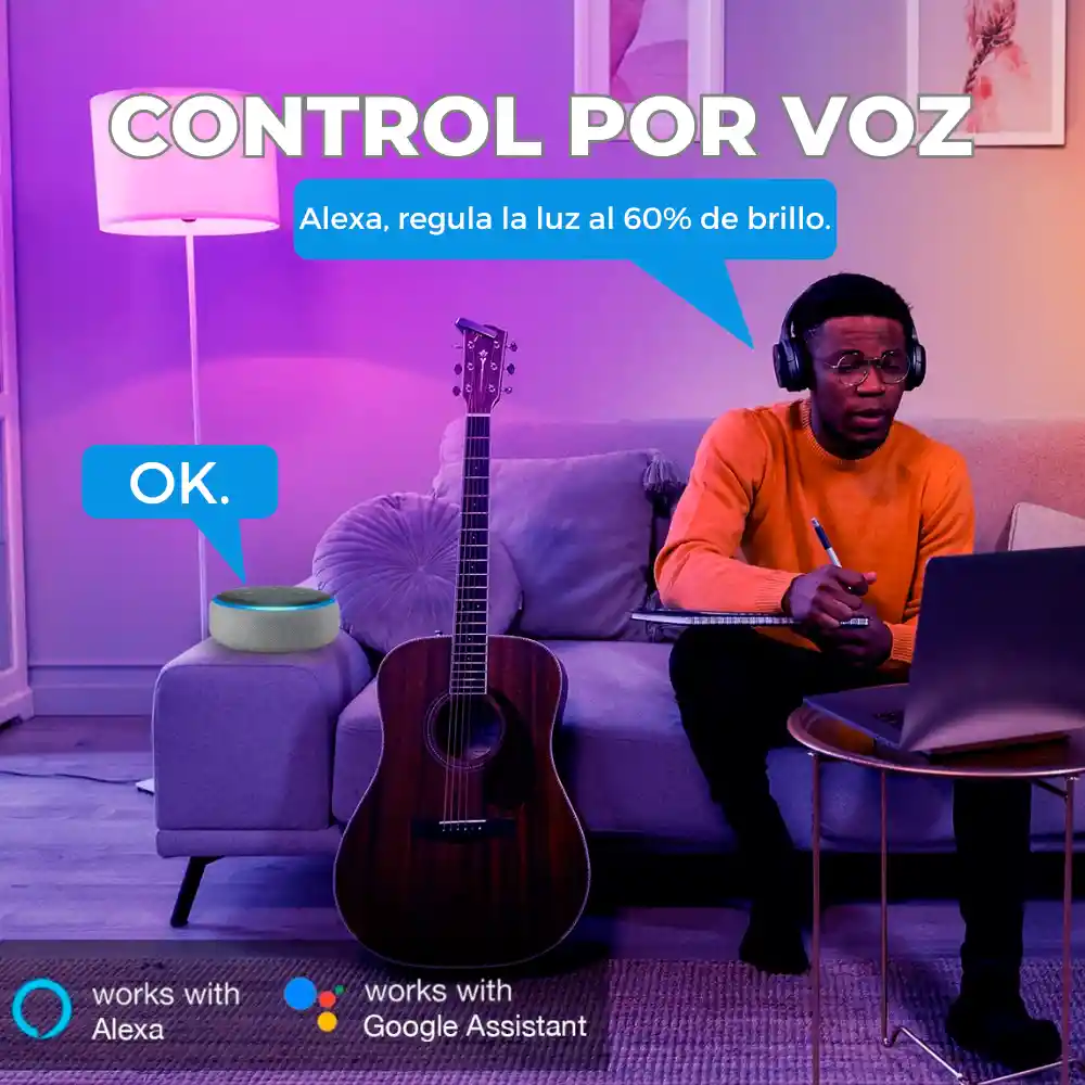 Bombillo Inteligente Led Con Mando De Voz Alexa Google Asistente