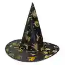 Gorro Sombrero Bruja Brujo Hechicero Mago Disfraz Halloween Negro Dorado