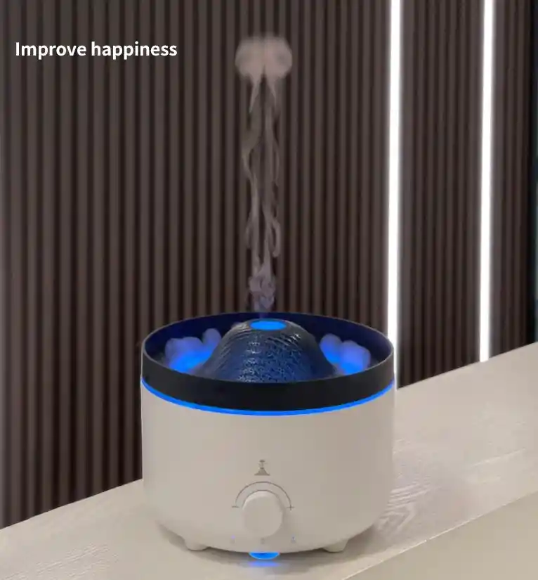 Humidificador Difusor Aromas Ambientador Volcán Led 560ml Con Control + Esencia