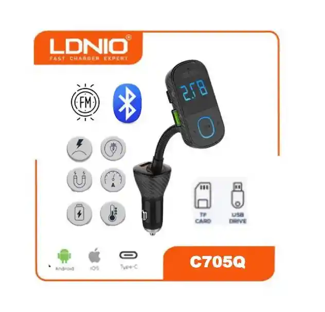 Cargador Para Carro 43w 3 Puertos Carga Rápida Giro 360° Bluetooth