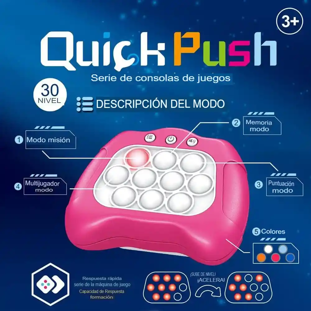 Juguete Sensorial Para Niños Quick Push Anti-estres Pop It - Blanco