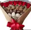 Bouquet Rosas Y Fresas Amor Y Amistad Con Chocolate, Feliz Dia, Aniversario, Cumpleaños, Secretaria, Del Abogado