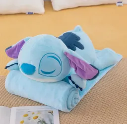 Cojín Tipo Peluche Con Cobija Diseño Stitch