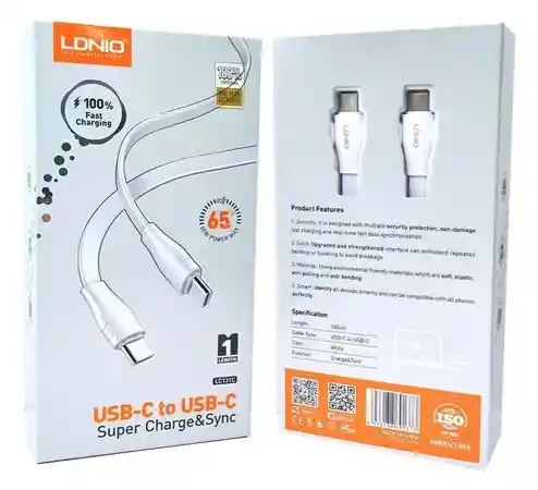 Cable Entrada Usb-c Salida Usb-c Ldnio 1 Metro Carga Rápida