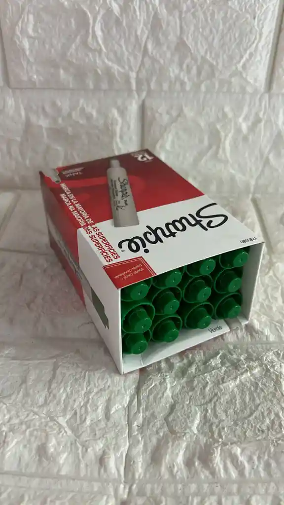 Sharpie Verde Grueso Permanente Tank X12 Unidades