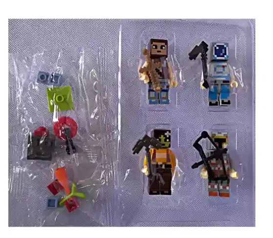 Set X4 Figuras Minecraf Roblox Bloques Muñecos 6cm Blister