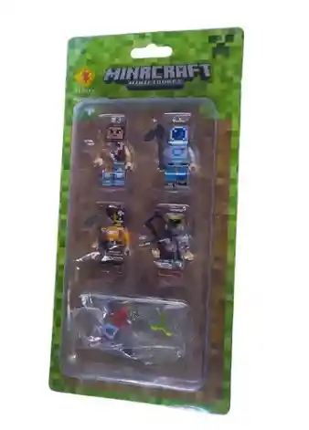 Set X4 Figuras Minecraf Roblox Bloques Muñecos 6cm Blister
