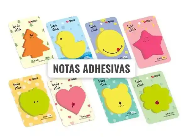 Notas Adhesivas Neon Tipo Post-it De Figuras X12