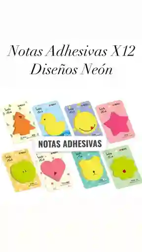 Notas Adhesivas Neon Tipo Post-it De Figuras X12