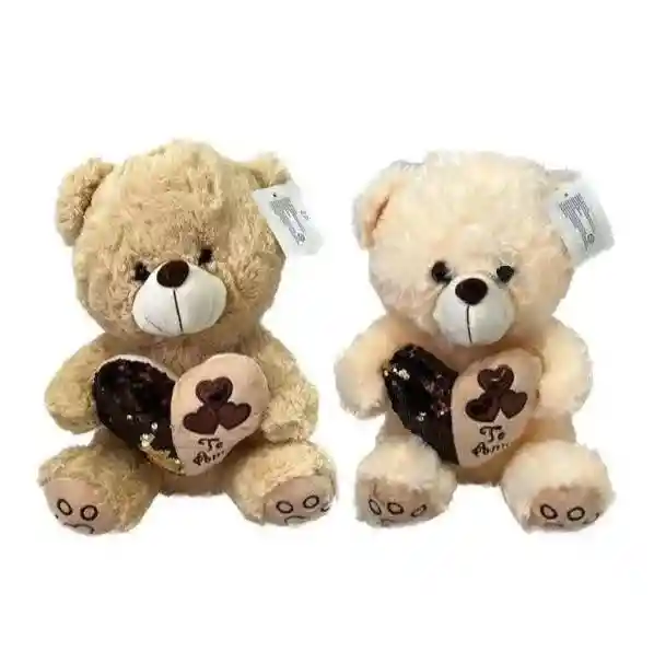 Peluche Oso Beige Con Corazon Amor Y Amistad 30 Cm