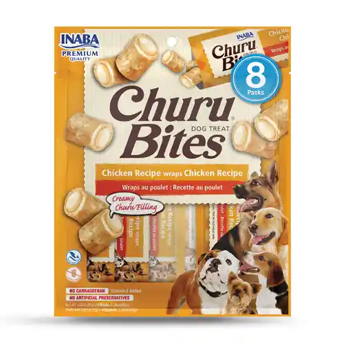 Inaba Dog Snack Churu Bites – Bocados Con Pollo Y Relleno De Pollo 8 Unidades