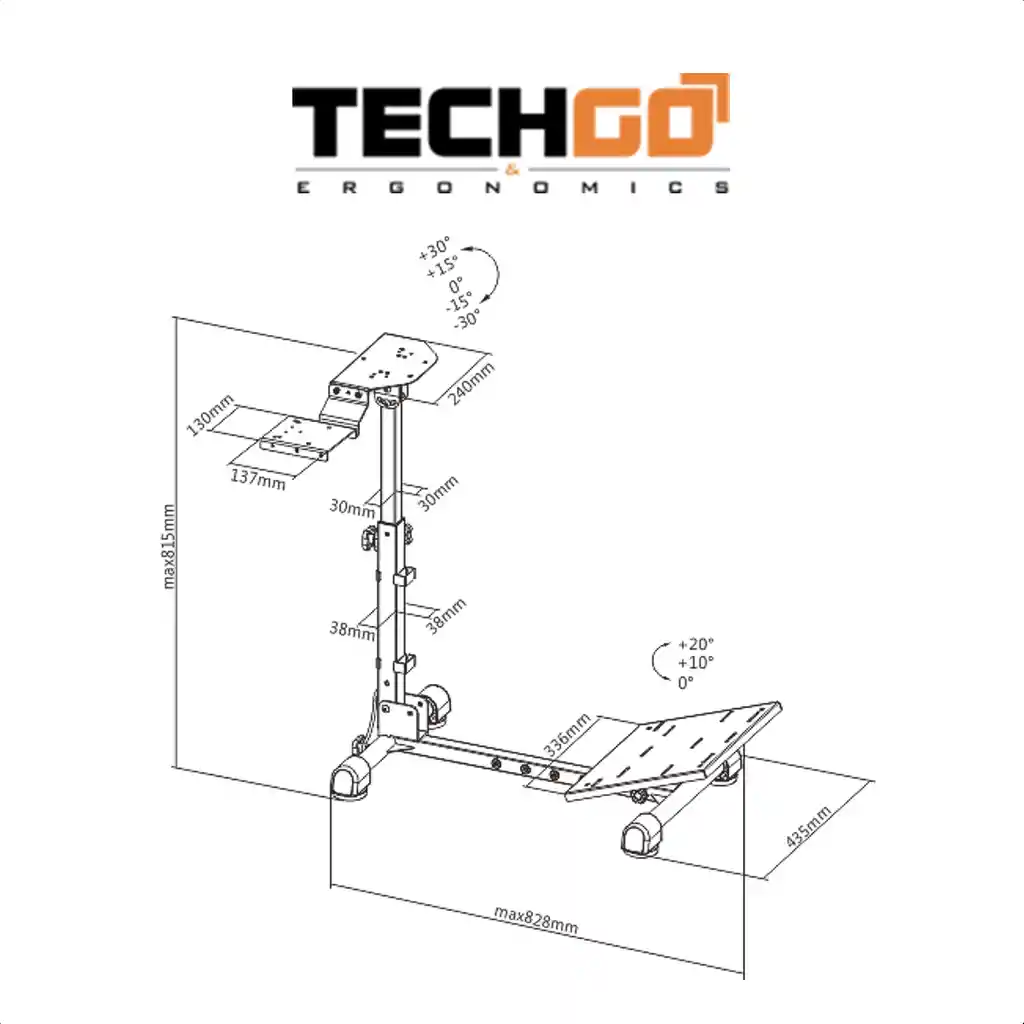 Soporte Plegable Simulador Pro Timón Palanca Techgo Sptg-01