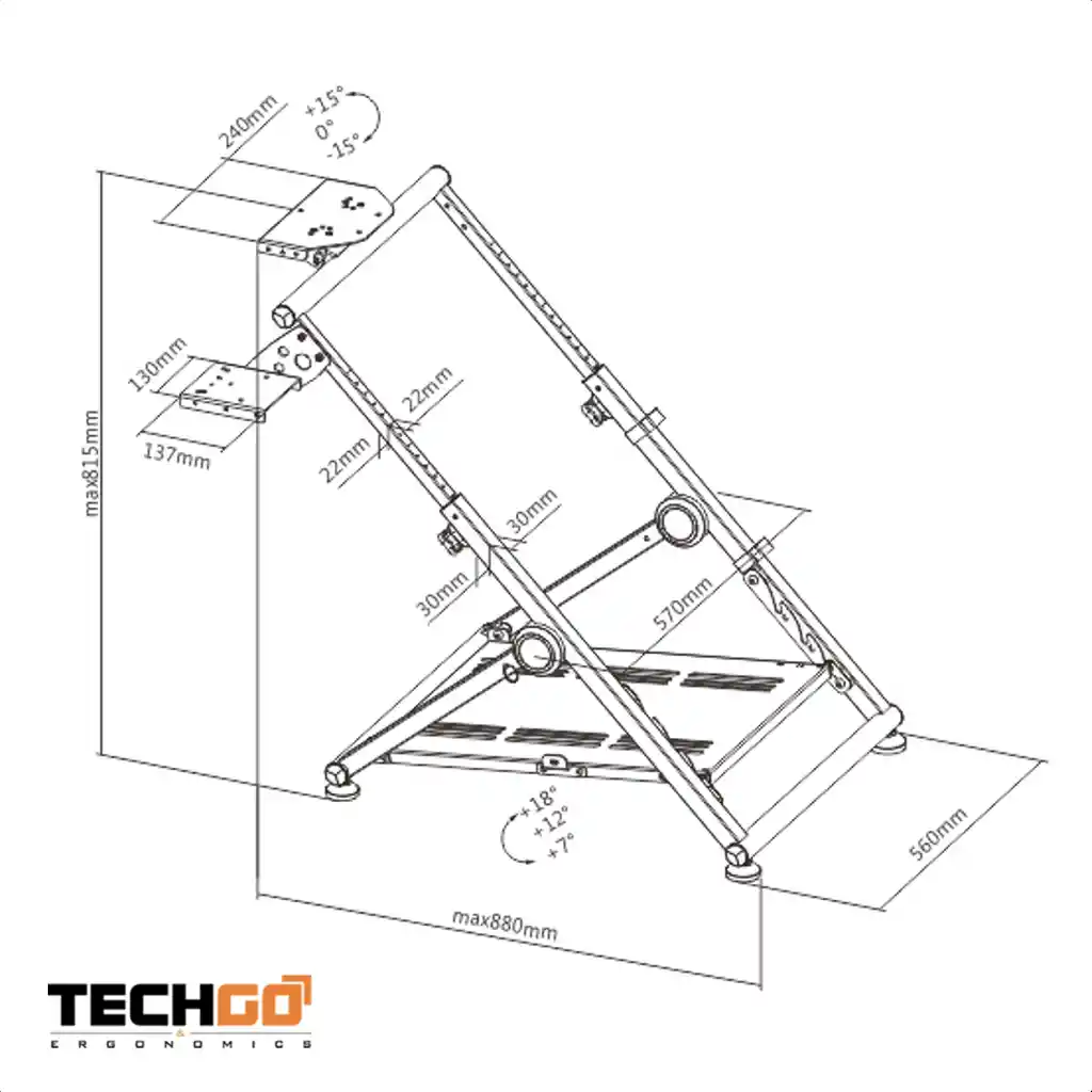 Soporte Plegable Simulador Pro Timón Palanca Techgo Sptg-02