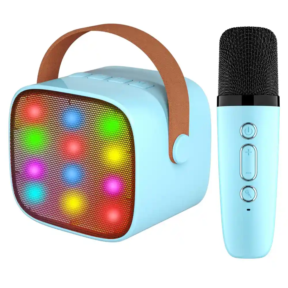 Kit Parlante Y Micrófono Karaoke Para Niños Bluetooth Led