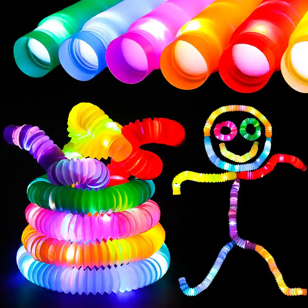 Set X12 Tubos Pitillos Pop Luces Fidget Sensorial Armable Jug