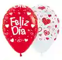 Globos Bombas R-12 X12 Unds Infinity Feliz Dia Corazones Fashion Surtido Rojo - Blanco Sempertex