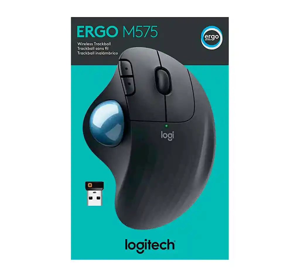 Mouse Trackball Inalámbrico Logitech Ergo M575 Negro