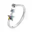 Anillo Ajustable Para Mujer Estrellas Multicolor Plata 925