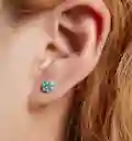 Aretes Flor Con Turquesas Para Mujer Fabricado En Plata 925