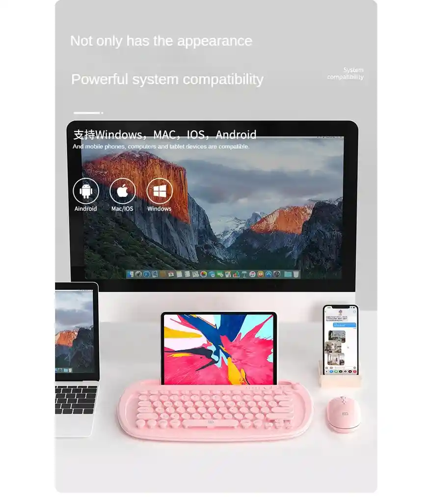 Teclado Inalambrico Fd K520t | Tecla Redonda Multicompatible