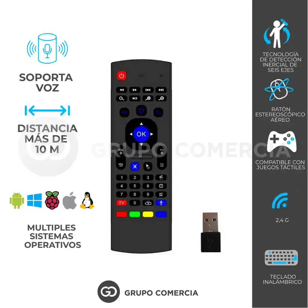 Control Teclado Air Mouse Para Smart Tv Control Remoto