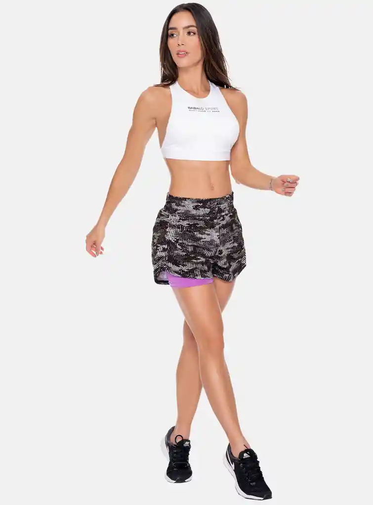 Short Deportivo Mujer Sublimado Con Short Interno Talla S - M