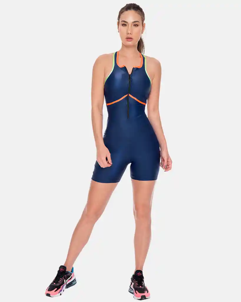 Enterizo Corto Deportivo Mujer Tela Apariencia Con Cierre Talla Única