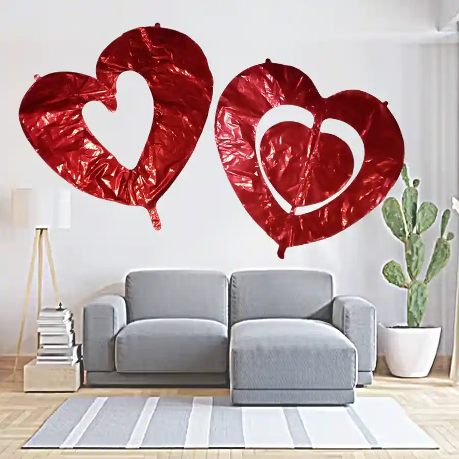 Kit X2 Globos Metalizados Corazón 90cm Decoración Amor Fiest