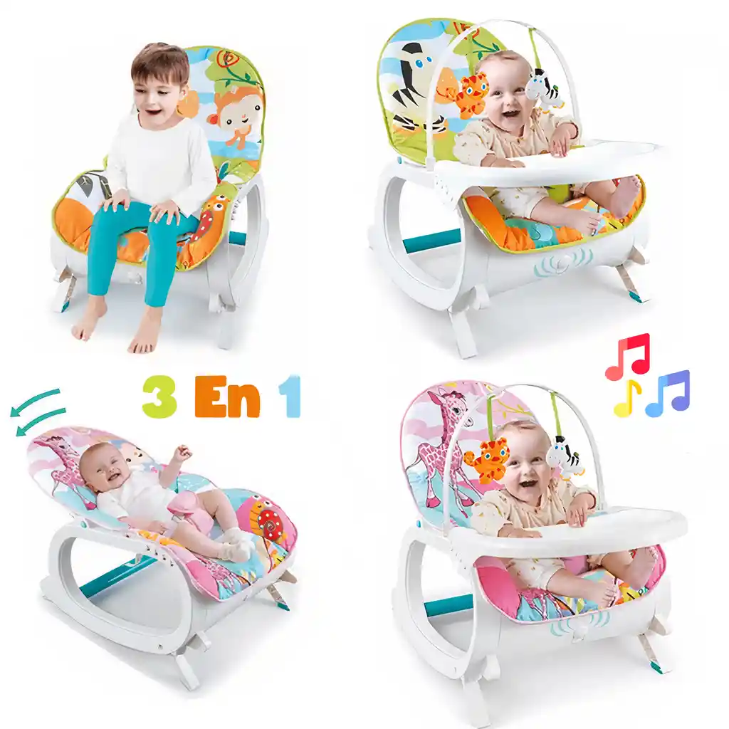 Silla Mecedora Con Comedor Vibradora, Crece Conmigo Para Bebes Y Niños