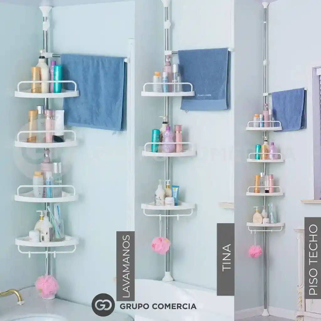 Organizador Para Baño Ducha 4 Niveles Acero Y Abs Ajustable