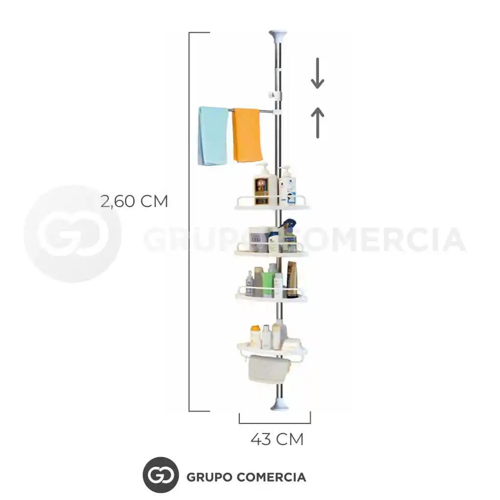 Organizador Para Baño Ducha 4 Niveles Acero Y Abs Ajustable