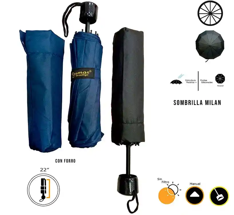Sombrilla Paraguas De Bolso Elegante Milan Premium