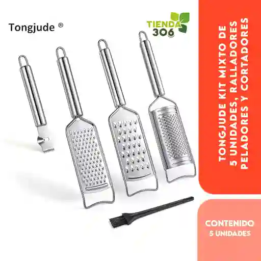 Tongjude Kit Mixto De 5 Unidades, Ralladores, Peladores Y Cortadores De Cocina