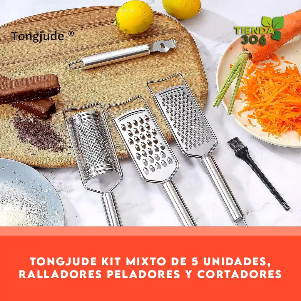 Tongjude Kit Mixto De 5 Unidades, Ralladores, Peladores Y Cortadores De Cocina