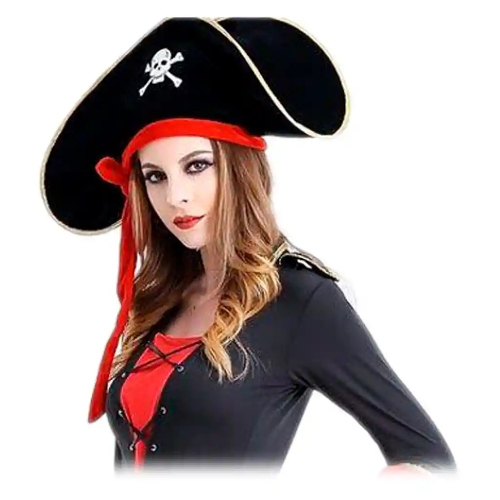 Sombrero Pirata Gorro Gamuza Disfraz Halloween