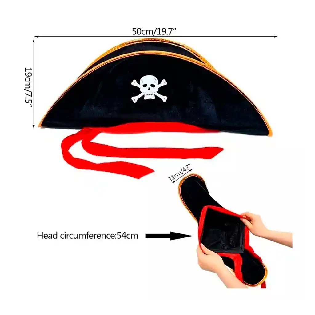 Sombrero Pirata Gorro Gamuza Disfraz Halloween