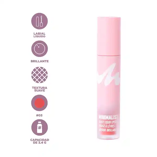 Lápiz Labial Líquido Brillante Serie Minimalist 03 Miniso